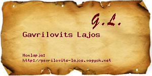 Gavrilovits Lajos névjegykártya